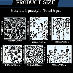 6Pcs 6 Styles Plants Theme PET Plastic Hollow Out Drawing Painting Stencils Templates&nbsp;DIY-GF0012-66