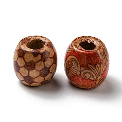 100Pcs Printed Wooden Dyed Beads&nbsp;WOOD-P019-01C