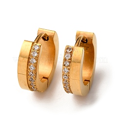 304 Stainless Steel Cubic Zirconia Hoop Earrings&nbsp;EJEW-D331-12G
