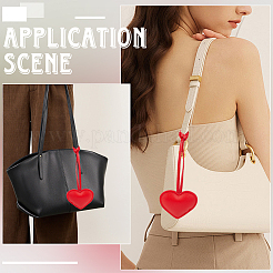 PU Leather Heart Pendant Decorations&nbsp;HJEW-CL0001-12A