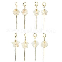 Natural Cultured Freshwater Pearl & Natural Freshwater Shell Earrings for Women&nbsp;EJEW-JE07275