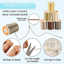6Rolls 6 Colors Polyester Metallic Thread&nbsp;OCOR-TA0002-82B