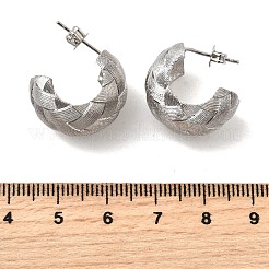 Brass Woven C-Shaped Stud Earrings&nbsp;EJEW-H171-04P