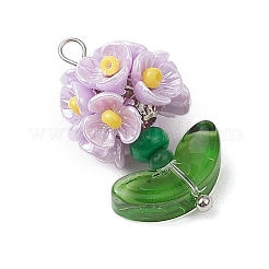 Glass Seed Beaded Flower Pendants&nbsp;X1-PALLOY-MZ00521-04