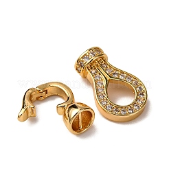 Brass Micro Pave Clear Cubic Zirconia Fold Over Clasps&nbsp;KK-Z121-24G