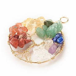 Natural Gmestone Copper Wire Big Pendants&nbsp;PALLOY-JF01434-02