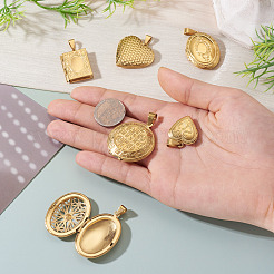 6 Pcs 6 Styles 316 Stainless Steel Locket Pendants&nbsp;STAS-TA0003-40