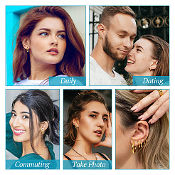 10Pcs 5 Size 316L Surgical Stainless Steel Huggie Hoop Earrings for Girl Women&nbsp;EJEW-TA0001-10