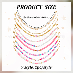 9Pcs Handmade Polymer Clay & 304 Stainless Steel & Aluminium Hat Chains&nbsp;HJEW-PH02327