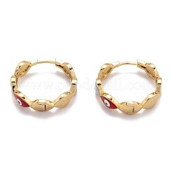 Brass Enamel Huggie Hoop Earrings&nbsp;EJEW-F264-18-G