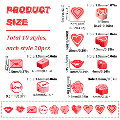 200Pcs 10 Styles Valentine's Day Theme Handmade Polymer Clay Beads&nbsp;CLAY-SC0001-72