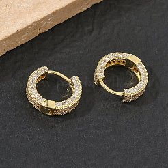 Brass Micro Pave Cubic Zirconia Hoop Earrings for Women&nbsp;EJEW-A167-19G-02