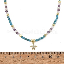 2Pcs 2 Styles Ocean Brass Micro Pave Clear Cubic Zirconia Starfish and Turtle Pendant Necklaces&nbsp;NJEW-JN06429