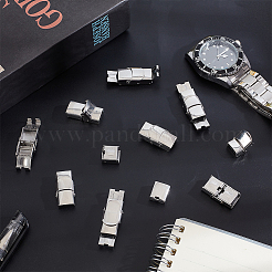 20 Sets Smooth Surface 201 Stainless Steel Watch Band Clasps&nbsp;STAS-DC0011-59