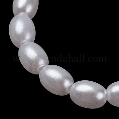 Oval Plastic Imitation Pearl Beaded Necklaces&nbsp;NJEW-U013-09G