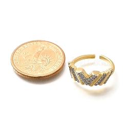 Brass Micro Pave Clear Cubic Zirconia Cuff Rings&nbsp;RJEW-U035-08GP