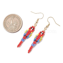 Bird Glass Seed Beaded Dangle Earrings&nbsp;EJEW-MZ00690