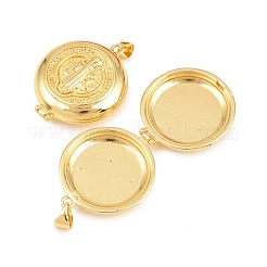 Religion Brass Locket Pendants&nbsp;KK-D232-21G-01
