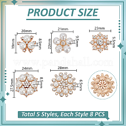 40Pcs 5 Styles Alloy Rhinestones Cabochons&nbsp;FIND-GA0006-81