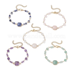 Natural Gemstone Link Chain Bracelets for Women&nbsp;BJEW-JB13315