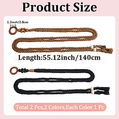 2Pcs 2 Colors Handmade Weaving Cotton Tie Knot Waist Chain Belts for Women Ladies Dress&nbsp;AJEW-CP0010-56C
