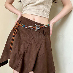 Boho Alloy Butterfly Polyester Tie Chain Belts with Resin Beads for Women&nbsp;FS-WG64D91-01