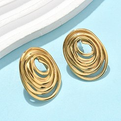 304 Stainless Steel Oval Pendant Necklaces & Stud Earrings Sets for Women&nbsp;SJEW-B020-01G