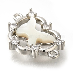 Brass Clear Cubic Zirconia Heart Links&nbsp;KK-K388-83P