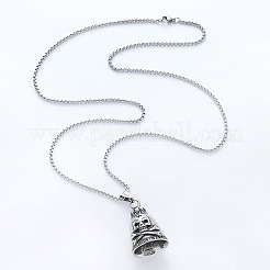 Cross Skull Viking Guardian Bell 304 Stainless Steel Pendant Box Chain Necklaces for Men Women&nbsp;DE4084