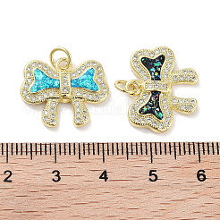 Brass Micro Pave Clear Cubic Zirconia Pendants&nbsp;KK-L213-009G
