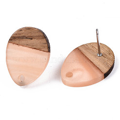 Resin & Walnut Wood Stud Earring Findings&nbsp;MAK-N032-006A-H02