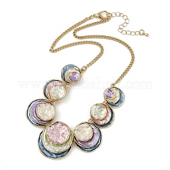 Summer Beach Alloy Colorful Enamel Multi Layer Flat Round Bib Necklaces&nbsp;NJEW-B113-04