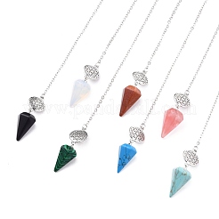 Natural & Synthetic Mixed Stone Hexagonal Pointed Dowsing Pendulums&nbsp;G-A024-D