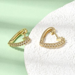 Brass Micro Pave Clear Cubic Zirconia Hoop Earrings&nbsp;EJEW-G473-02G