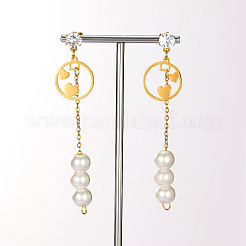 Golden 304 Stainless Steel Dangle Stud Earrings&nbsp;CL0746-3