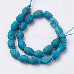 Electroplated Natural Druzy Geode Agate Bead Strands&nbsp;G-P251-D04