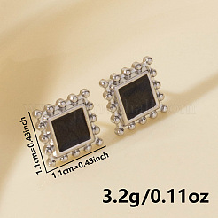 304 Stainless Steel Square Stud Earrings&nbsp;YJ7364-1