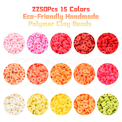 2250Pcs 15 Colors Handmade Polymer Clay Beads&nbsp;CLAY-YW0001-25B
