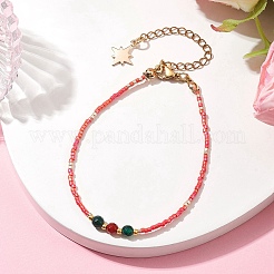 Dyed Natural Agate & Glass Seed Beaded Bracelets&nbsp;BJEW-MZ00047-03