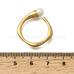 304 Stainless Steel with Imitation Pearl Cuff Open Rings for Women&nbsp;RJEW-Z144-01G-02