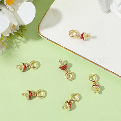 8Pcs Brass Red Enamel Vegetable European Dangle Charms&nbsp;OPDL-BBC0001-03G-02