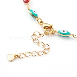 Brass Enamel Evil Eye Link Chain Necklaces&nbsp;NJEW-JN03370