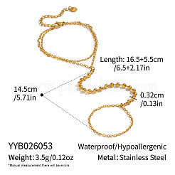 304 Stainless Steel 2-Strand Hand Chain Ring Bracelets with Round Ball for Women&nbsp;HZ7665