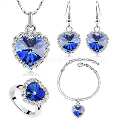 Heart Alloy with Crystal Pendant Necklace & Dangle Earring & Charm Bracelet & Ring&nbsp;FS-WGCCC64-04
