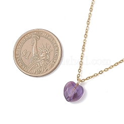 Cherry Quartz Glass & Natural Red Rainbow Jasper & Green Aventurine & Amethyst & Rose Quartz Heart Pendant 304 Stainless Steel Cable Chain Necklaces for Women&nbsp;NJEW-JN05796