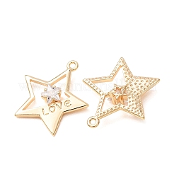 Brass Micro Pave Clear Cubic Zirconia Pendants&nbsp;CU-K002-21G