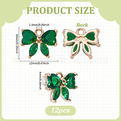 12Pcs Brass Glass Charms&nbsp;KK-PH0013-43B