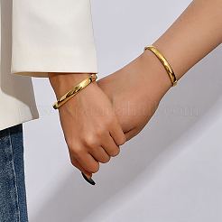 2Pcs 2 Size 201 Stainless Steel Plain Bangles Set for Valentine's Day&nbsp;SJ6679-1