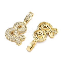 Brass Micro Pave Cubic Zirconia Pendants&nbsp;KK-P345-17G-04