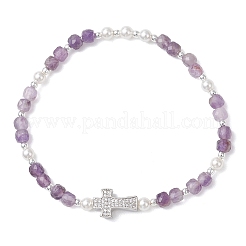 Natural Amethyst Beaded Stretch Bracelets&nbsp;BJEW-JB13199-03